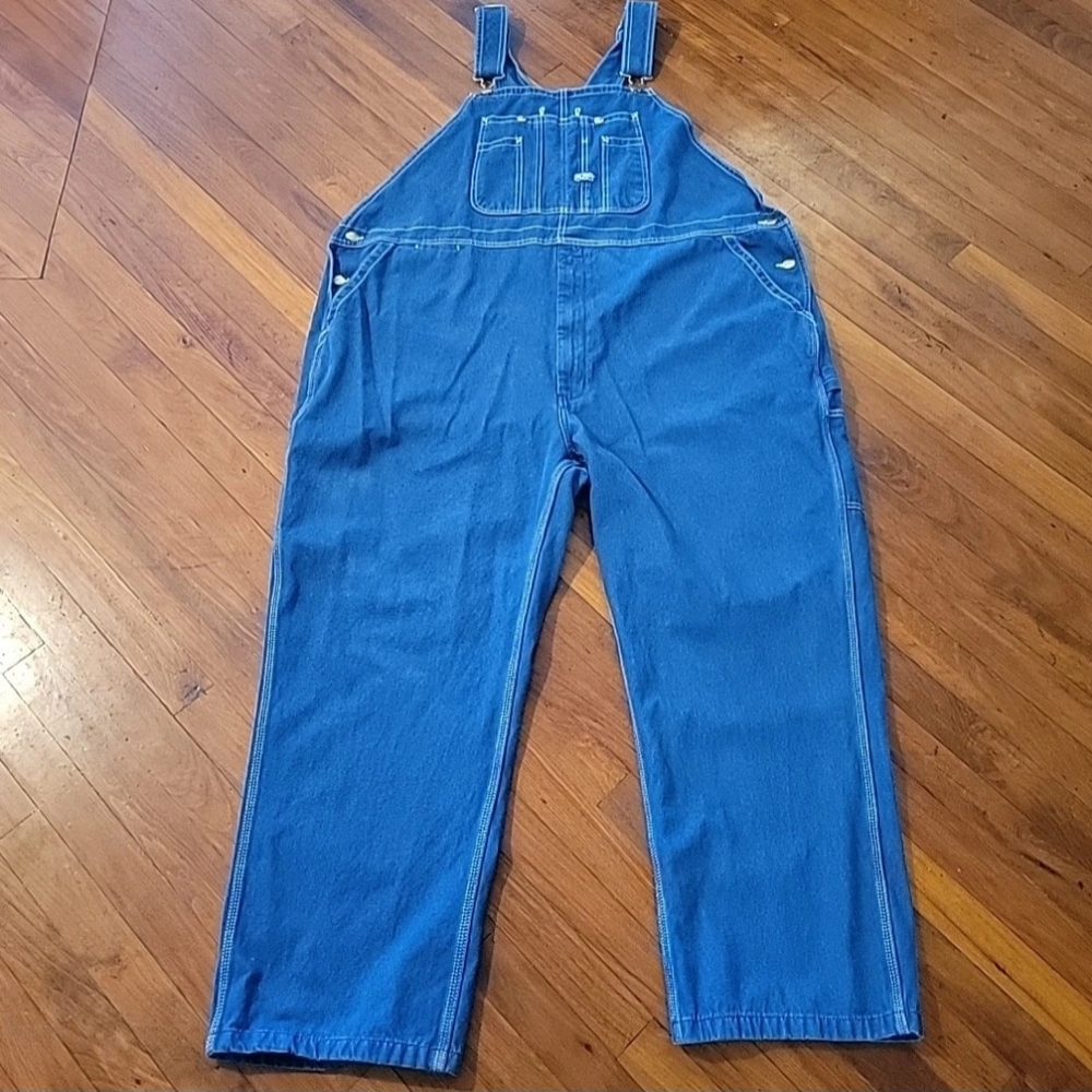 Big Smith Bib Overall Mens 52W x 30L Blue Straight Leg